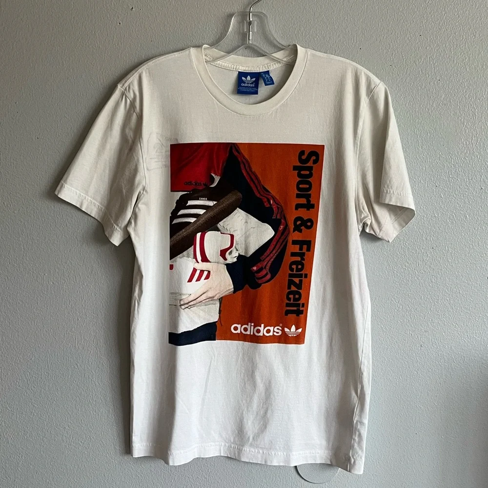 Adidas Originals Men’s Medium Big Logo Samba White T Shirt - Picture 2 of 6